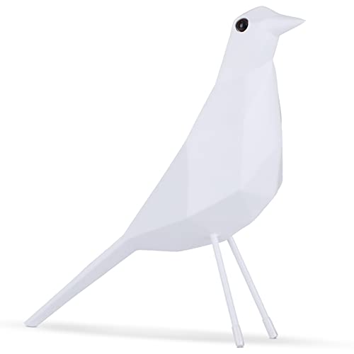 Weiße geometrische Vogelfiguren-Dekoration, Kunstharz-Vogeldekorationen für das Zuhause, Vogelkunst, geometrische Vogelfiguren, geeignet für Wohnzimmer, Schlafzimmer, Schrank und Büro-Tischplatte von QIANLING