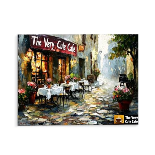 Malen Nach Zahlen Erwachsene Café Straßenblick, Malen Nach Zahlen Kits mit Pinseln und Acrylfarben, DIY Ölgemälde Set Malen Basteln Leinwand Anfänger, für Wanddeko, 40 x 50 cm (ungerahmt) y-511 von QIANLUOO