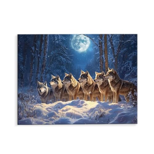 Malen Nach Zahlen Erwachsene Der Wolf Blau, Malen Nach Zahlen Kits mit Pinseln und Acrylfarben, DIY Ölgemälde Set Malen Basteln Leinwand Anfänger, für Wohnzimmer Wanddeko 30 x 40 cm (ungerahmt) y-575 von QIANLUOO