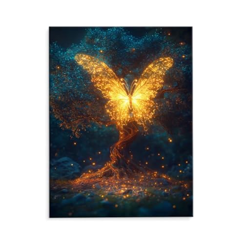 Malen Nach Zahlen Erwachsene Fantasy Schmetterlinge, Malen Nach Zahlen Kits mit Pinseln und Acrylfarben, DIY Ölgemälde Set Malen Basteln Leinwand Anfänger, für Wanddeko, 50 x 70 cm (ungerahmt) y-663 von QIANLUOO
