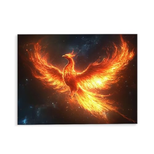 Malen Nach Zahlen Erwachsene Feuer Phoenix, Malen Nach Zahlen Kits mit Pinseln und Acrylfarben, DIY Ölgemälde Set Malen Basteln Leinwand Anfänger, für Wohnzimmer Wanddeko 50 x 70 cm (ungerahmt) y-463 von QIANLUOO