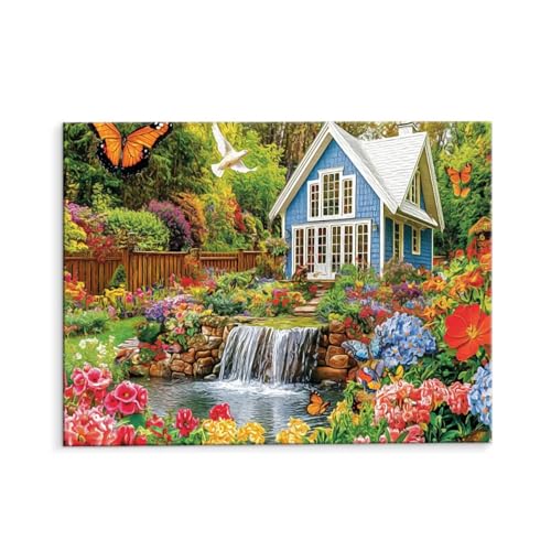 Malen Nach Zahlen Erwachsene Gartenblick, Malen Nach Zahlen Kits mit Pinseln und Acrylfarben, DIY Ölgemälde Set Malen Basteln Leinwand Anfänger, Als Geschenk für Wanddeko, 30 x 40 cm (ungerahmt) y-451 von QIANLUOO