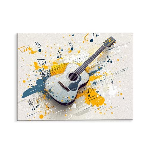 Malen Nach Zahlen Erwachsene Gitarre, Malen Nach Zahlen Kits mit Pinseln und Acrylfarben, DIY Ölgemälde Set Malen Basteln Leinwand Anfänger, Als Geschenk für Wanddeko, 60 x 80 cm (ungerahmt) y-471 von QIANLUOO