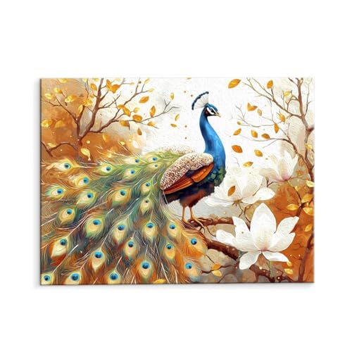 Malen Nach Zahlen Erwachsene Lotus Pfau, Malen Nach Zahlen Kits mit Pinseln und Acrylfarben, DIY Ölgemälde Set Malen Basteln Leinwand Anfänger, Als Geschenk für Wanddeko, 80 x 110 cm (ungerahmt) y-587 von QIANLUOO