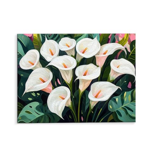 Malen Nach Zahlen Erwachsene Paint by Numbers Adults DIY Ölgemälde Leinwand Set mit 3 Pinsel und Acrylfarben für Home Weihnachten Deko Geburtstag Geschenk - 30 x 40 cm Ohne Rahmen (Calla Lilie) t-613 von QIANLUOO