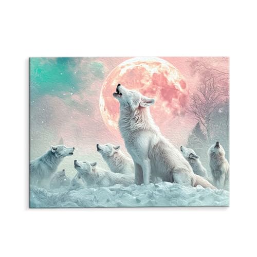 Malen Nach Zahlen Erwachsene Paint by Numbers Adults DIY Ölgemälde Leinwand Set mit 3 Pinsel und Acrylfarben für Home Weihnachten Deko Geburtstag Geschenk - 30 x 40 cm Ohne Rahmen (Der Wolf) t-573 von QIANLUOO