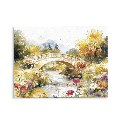 Malen Nach Zahlen Erwachsene Paint by Numbers Adults DIY Ölgemälde Leinwand Set mit 3 Pinsel und Acrylfarben für Home Weihnachten Deko Geburtstag Geschenk - 30 x 40 cm Ohne Rahmen (Garten) t-449 von QIANLUOO