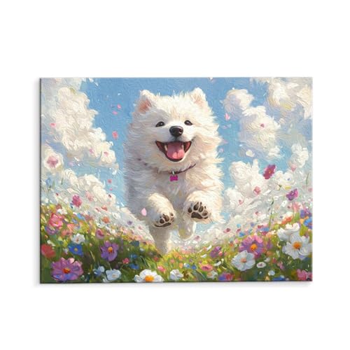Malen Nach Zahlen Erwachsene Paint by Numbers Adults DIY Ölgemälde Leinwand Set mit 3 Pinsel und Acrylfarben für Home Weihnachten Deko Geburtstag Geschenk - 35 x 50 cm Ohne Rahmen (Niedlich Hund) t529 von QIANLUOO