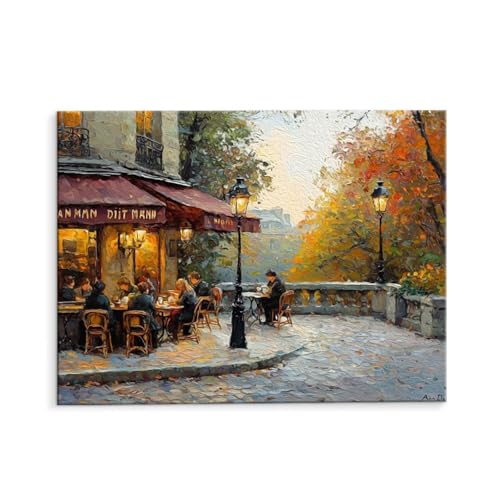 Malen Nach Zahlen Erwachsene Paint by Numbers Adults DIY Ölgemälde Leinwand Set mit 3 Pinsel und Acrylfarben für Home Weihnachten Deko Geburtstag Geschenk - 50 x 70 cm Ohne Rahmen (Cafés) t-513 von QIANLUOO