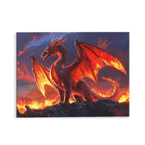 Malen Nach Zahlen Erwachsene Paint by Numbers Adults DIY Ölgemälde Leinwand Set mit 3 Pinsel und Acrylfarben für Home Weihnachten Deko Geburtstag Geschenk - 60 x 80 cm Ohne Rahmen (Dinosaurier) t-557 von QIANLUOO