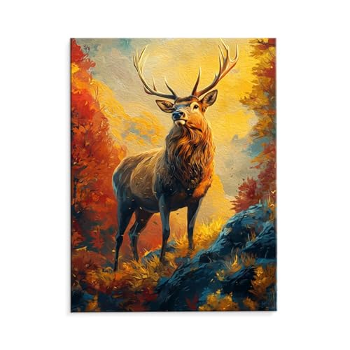 Malen Nach Zahlen Erwachsene Paint by Numbers Adults DIY Ölgemälde Leinwand Set mit 3 Pinsel und Acrylfarben für Home Weihnachten Deko Geburtstag Geschenk - 60 x 80 cm Ohne Rahmen (Hirsch) t-673 von QIANLUOO