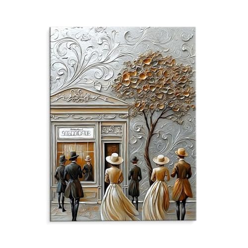 Malen Nach Zahlen Erwachsene Paint by Numbers Adults DIY Ölgemälde Leinwand Set mit 3 Pinsel und Acrylfarben für Home Weihnachten Deko Geburtstag Geschenk - 60 x 80 cm Ohne Rahmen (Straßenblick) t-485 von QIANLUOO