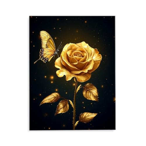 Malen Nach Zahlen Erwachsene Paint by Numbers Adults DIY Ölgemälde Leinwand Set mit 3 Pinsel und Acrylfarben für Home Weihnachten Deko Geburtstag Geschenk - 70 x 90 cm Ohne Rahmen (Gelbe Rose) t-457 von QIANLUOO