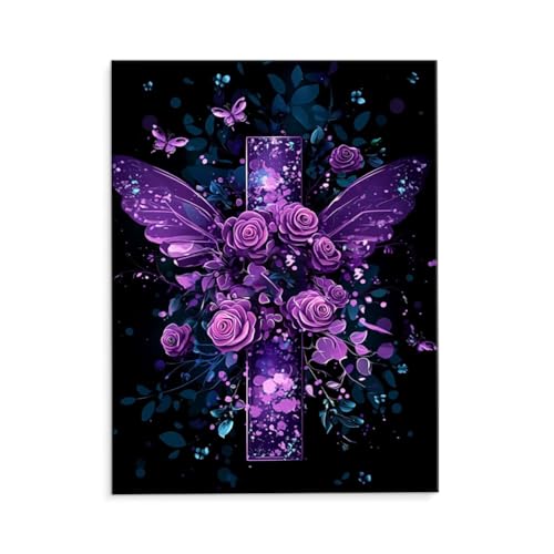 Malen Nach Zahlen Erwachsene Paint by Numbers Adults DIY Ölgemälde Leinwand Set mit 3 Pinsel und Acrylfarben für Home Weihnachten Deko Geburtstag Geschenk - 80 x 110 cm Ohne Rahmen (Rosenkreuz) t-645 von QIANLUOO