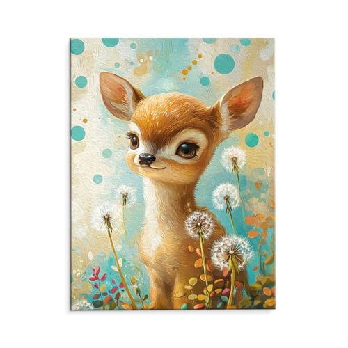 Malen Nach Zahlen Erwachsene Paint by Numbers Adults DIY Ölgemälde Leinwand Set mit 3 Pinsel und Acrylfarben für Home Weihnachten Deko Geschenk - 30 x 40 cm Ohne Rahmen (Niedlich Hirsch) t-545 von QIANLUOO
