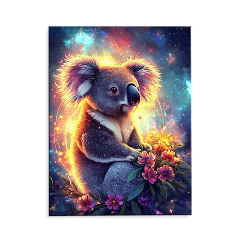 Malen Nach Zahlen Erwachsene Paint by Numbers Adults DIY Ölgemälde Leinwand Set mit 3 Pinsel und Acrylfarben für Home Weihnachten Deko Geschenk - 35 x 50 cm Ohne Rahmen (Koala Sternenhimmel) t-521 von QIANLUOO