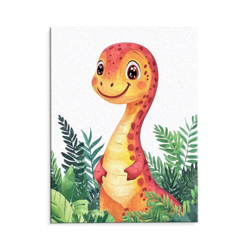 Malen Nach Zahlen Erwachsene Paint by Numbers Adults DIY Ölgemälde Leinwand Set mit 3 Pinsel und Acrylfarben für Home Weihnachten Deko Geschenk - 35 x 50 cm Ohne Rahmen (Süße Dinosaurier) t-533 von QIANLUOO