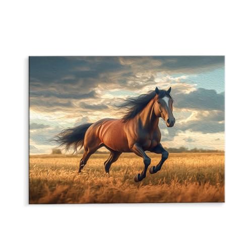 Malen Nach Zahlen Erwachsene Paint by Numbers Adults DIY Ölgemälde Leinwand Set mit 3 Pinsel und Acrylfarben für Home Weihnachten Deko Geschenk - 40 x 50 cm Ohne Rahmen (Pferde Prairie) t-609 von QIANLUOO