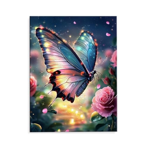 Malen Nach Zahlen Erwachsene Paint by Numbers Adults DIY Ölgemälde Leinwand Set mit 3 Pinsel und Acrylfarben für Home Weihnachten Deko Geschenk - 60 x 80 cm Ohne Rahmen (Fantasy Schmetterlinge) t-661 von QIANLUOO