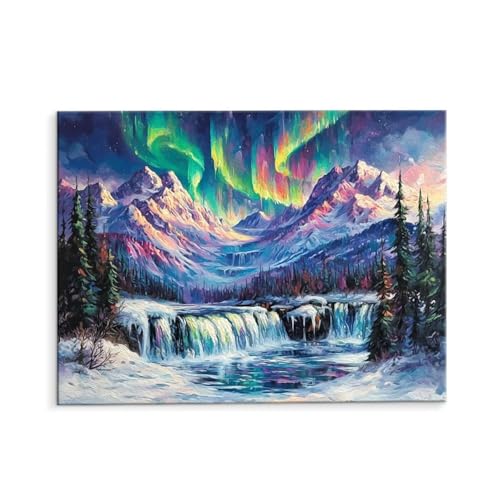 Malen Nach Zahlen Erwachsene Paint by Numbers Adults DIY Ölgemälde Leinwand Set mit 3 Pinsel und Acrylfarben für Home Weihnachten Deko Geschenk - 70 x 90 cm Ohne Rahmen (Den Aurora Falls) t-477 von QIANLUOO