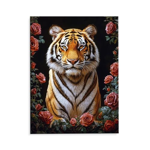 Malen Nach Zahlen Erwachsene Paint by Numbers Adults DIY Ölgemälde Leinwand Set mit 3 Pinsel und Acrylfarben für Home Weihnachten Deko Geschenk - 80 x 110 cm Ohne Rahmen (Der Rose Tiger) t-641 von QIANLUOO