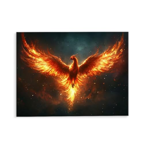 Malen Nach Zahlen Erwachsene Paint by Numbers Adults DIY Ölgemälde Leinwand Set mit 3 Pinsel und Acrylfarben für Home Weihnachten Deko Geschenk - 80 x 110 cm Ohne Rahmen (Feuer Phoenix) t-461 von QIANLUOO