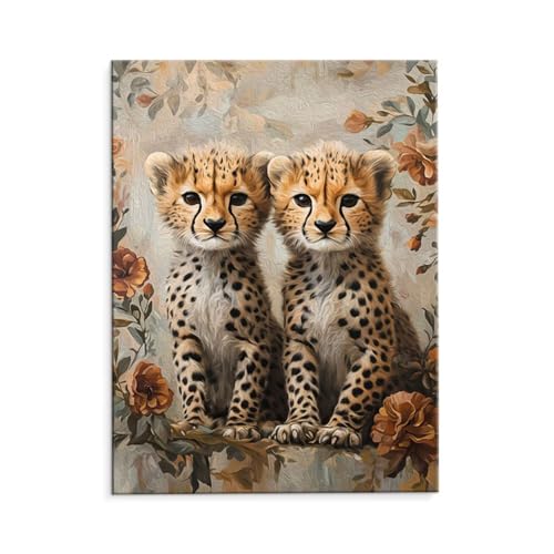 Malen Nach Zahlen Erwachsene Paint by Numbers Adults DIY Ölgemälde Leinwand Set mit 3 Pinsel und Acrylfarben für Home Weihnachten Deko Geschenk - 80 x 110 cm Ohne Rahmen (Niedlich Leopard) t-525 von QIANLUOO