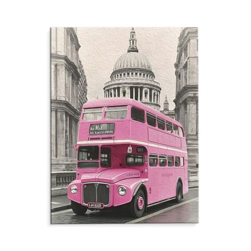 Malen Nach Zahlen Erwachsene Straßenblick Bus, Malen Nach Zahlen Kits mit Pinseln und Acrylfarben, DIY Ölgemälde Set Malen Basteln Leinwand Anfänger, für Wanddeko, 35 x 50 cm (ungerahmt) y-487 von QIANLUOO