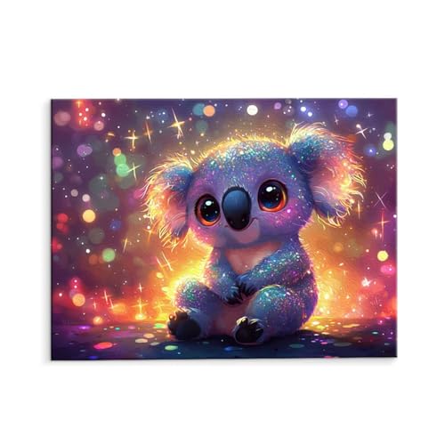 Malen Nach Zahlen Erwachsene Süße Koala, Malen Nach Zahlen Kits mit Pinseln und Acrylfarben, DIY Ölgemälde Set Malen Basteln Leinwand Anfänger, Als Geschenk für Wanddeko, 40 x 50 cm (ungerahmt) y-531 von QIANLUOO