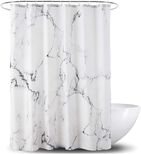 QIANLUOO Duschvorhang 180 x 210 cm Marmor Duschvorhang Wasserdicht Textil Polyester Waschbar Trocknet Schnell, Polyester Duschvorhang mit Gewicht Unten, mit 12 Duschvorhang Haken, Metallösen c-91 von QIANLUOO