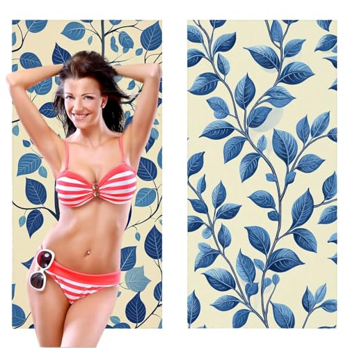 QIANLUOO Strandtuch, Groß Strandhandtuch 70 x 140 cm 2er Set Mikrofaser Handtuch - Sandfrei Badetuch, Schnelltrocknendes Handtuch/Strandtuch XXL Saunatuch Stranddecke Zubehör (Mond Pflanzen) V-1081 von QIANLUOO
