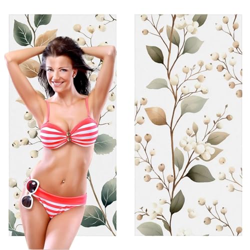 QIANLUOO Strandtuch, Groß Strandhandtuch 70 x 140 cm 2er Set Mikrofaser Handtuch - Sandfrei Badetuch, Schnelltrocknendes Handtuch/Strandtuch XXL Saunatuch Stranddecke Zubehör (Pflanzen Blumen) V-1093 von QIANLUOO
