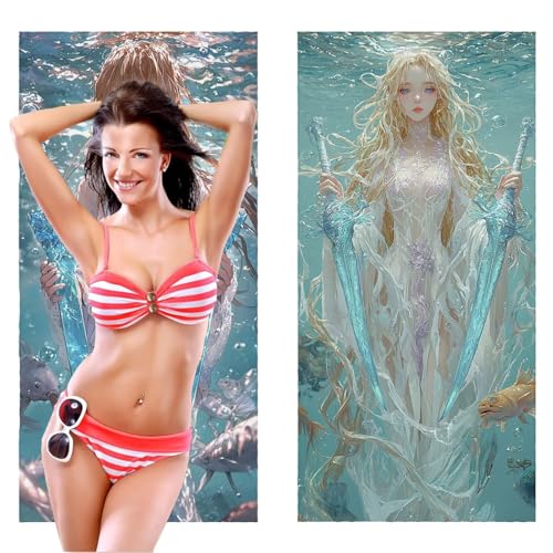 QIANLUOO Strandtuch XXL, Mikrofaser Handtuch 2er Set 80 x 160 cm Groß Badetuch, niedlich Mädchen Strandtuch Schnell Trocknendes, Sandbeständig, Summer Saunahandtuch Herren, Geschenke für Frauen C-626 von QIANLUOO