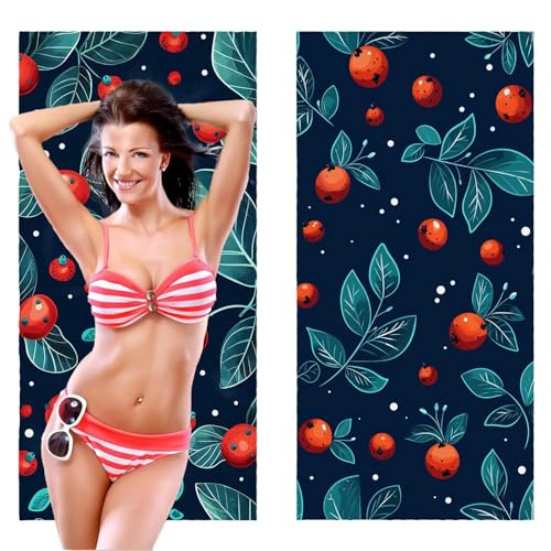 Strandtuch XXL, Mikrofaser Handtuch 2er Set 60 x 120 cm Groß Badetuch, Pflanzen Früchte Strandtuch Schnell Trocknendes, Sandbeständig, Summer Saunahandtuch Herren, Geschenke für Frauen C-1099 von QIANLUOO