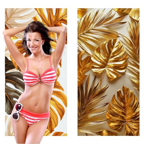 Strandtuch XXL, Mikrofaser Handtuch 2er Set 90 x 180 cm Groß Badetuch, Pflanzen Strandtuch Schnell Trocknendes, Sandbeständig, Summer Must Haves, Saunahandtuch Herren, Geschenke für Frauen C-1089 von QIANLUOO