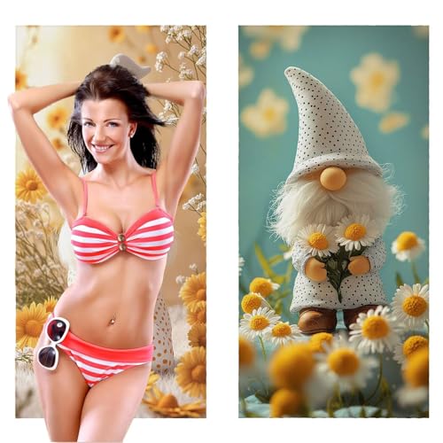 Strandtuch XXL, Mikrofaser Handtuch 2er Set 90 x 200 cm Groß Badetuch, Dwarg Blumen Strandtuch Schnell Trocknendes, Sandbeständig, Summer Must Haves, Saunahandtuch Herren, Geschenke für Frauen C-1108 von QIANLUOO