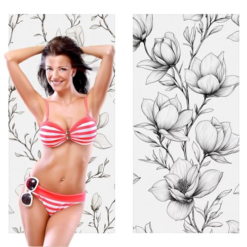 Strandtuch XXL, Mikrofaser Handtuch 2er Set 90 x 200 cm Groß Badetuch, Jade Orchidee Strandtuch Schnell Trocknendes, Sandbeständig, Summer Must Haves, Saunahandtuch Herren, Geschenke für Frauen C-1062 von QIANLUOO