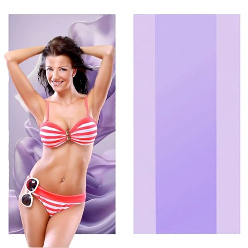 Strandtuch XXL, Mikrofaser Handtuch 2er Set 90 x 200 cm Groß Badetuch, Lila Einfach Strandtuch Schnell Trocknendes, Sandbeständig, Summer Must Haves, Saunahandtuch Herren, Geschenke für Frauen C-1120 von QIANLUOO