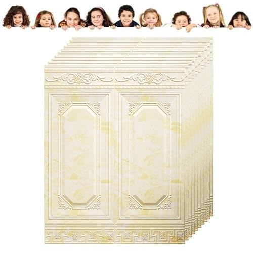 10 Stück 3D-Wandpaneele, 3D-Tapete For Aufkleben Und Abziehen, Selbstklebende, Wasserdichte Schaumstoff-Ziegelverkleidung Aus Kunstziegeln For Schlafzimmer, Badezimmer, Küche, Kamindekor(B) von QIANMEI