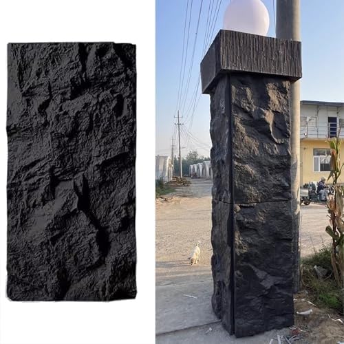 3D-Dekorative Wandverkleidung, Steinoptik, Kunststeinfurnier-Wandpaneele For Den Innen- Und Außenbereich, DIY-wasserdichte PU-Textur-Tapete, Form, Dekorativ(Black,1pc) von QIANMEI