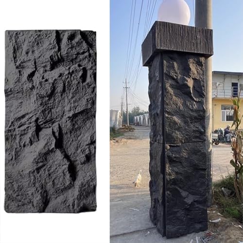 3D-Dekorative Wandverkleidung, Steinoptik, Kunststeinfurnier-Wandpaneele For Den Innen- Und Außenbereich, DIY-wasserdichte PU-Textur-Tapete, Form, Dekorativ(Black 2,1pc) von QIANMEI