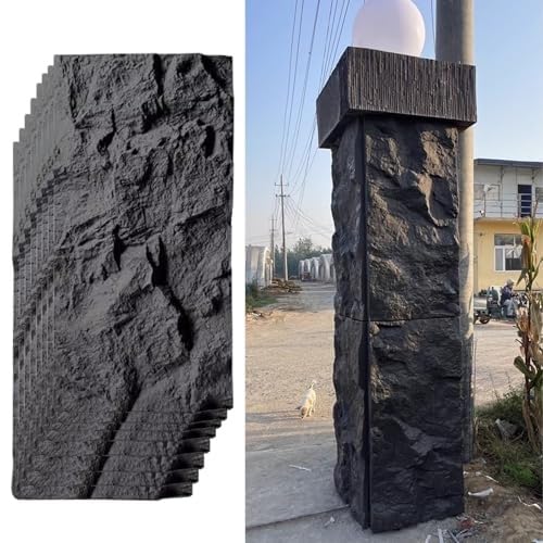 3D-Dekorative Wandverkleidung, Steinoptik, Kunststeinfurnier-Wandpaneele For Den Innen- Und Außenbereich, DIY-wasserdichte PU-Textur-Tapete, Form, Dekorativ(Black 2,8pcs) von QIANMEI