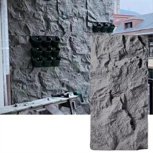 3D-Dekorative Wandverkleidung, Steinoptik, Kunststeinfurnier-Wandpaneele For Den Innen- Und Außenbereich, DIY-wasserdichte PU-Textur-Tapete, Form, Dekorativ(Grey,1pc) von QIANMEI