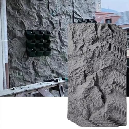 3D-Dekorative Wandverkleidung, Steinoptik, Kunststeinfurnier-Wandpaneele For Den Innen- Und Außenbereich, DIY-wasserdichte PU-Textur-Tapete, Form, Dekorativ(Grey,5pcs) von QIANMEI