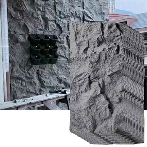 3D-Dekorative Wandverkleidung, Steinoptik, Kunststeinfurnier-Wandpaneele For Den Innen- Und Außenbereich, DIY-wasserdichte PU-Textur-Tapete, Form, Dekorativ(Grey,8pcs) von QIANMEI