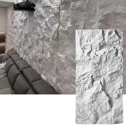 3D-Dekorative Wandverkleidung, Steinoptik, Kunststeinfurnier-Wandpaneele For Den Innen- Und Außenbereich, DIY-wasserdichte PU-Textur-Tapete, Form, Dekorativ(White,1pc) von QIANMEI
