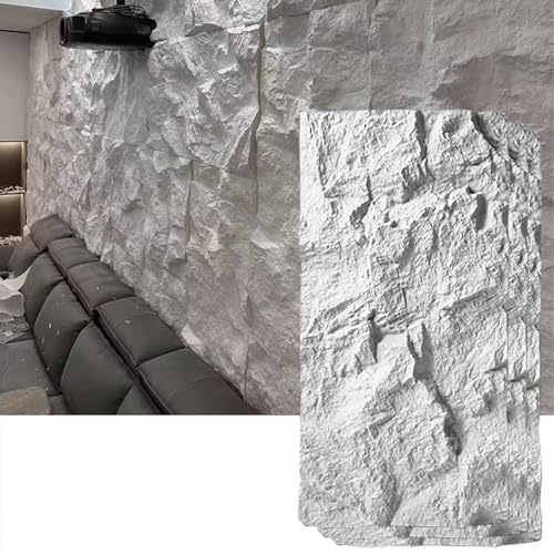 3D-Dekorative Wandverkleidung, Steinoptik, Kunststeinfurnier-Wandpaneele For Den Innen- Und Außenbereich, DIY-wasserdichte PU-Textur-Tapete, Form, Dekorativ(White,3pcs) von QIANMEI