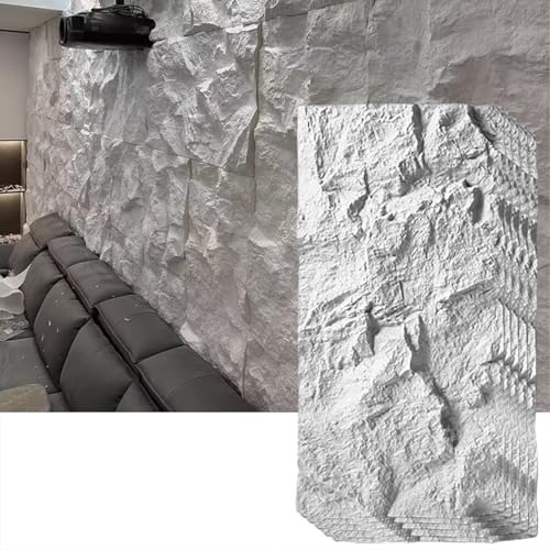 3D-Dekorative Wandverkleidung, Steinoptik, Kunststeinfurnier-Wandpaneele For Den Innen- Und Außenbereich, DIY-wasserdichte PU-Textur-Tapete, Form, Dekorativ(White,5pcs) von QIANMEI