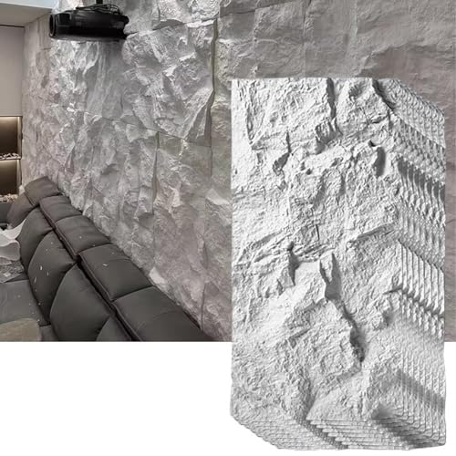 3D-Dekorative Wandverkleidung, Steinoptik, Kunststeinfurnier-Wandpaneele For Den Innen- Und Außenbereich, DIY-wasserdichte PU-Textur-Tapete, Form, Dekorativ(White,8pcs) von QIANMEI