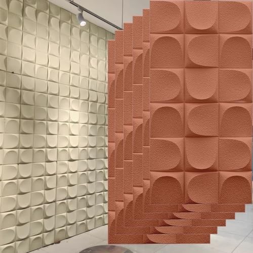 3D-Dekorative Wandverkleidung For Den Innenbereich, Wasserdichte Wandverkleidungsplatten Mit Ziegeleffekt, Dekorative PU-Strukturtapeten For Küche/Schlafzimmer/Wohnzimmer(Orange,6pcs) von QIANMEI